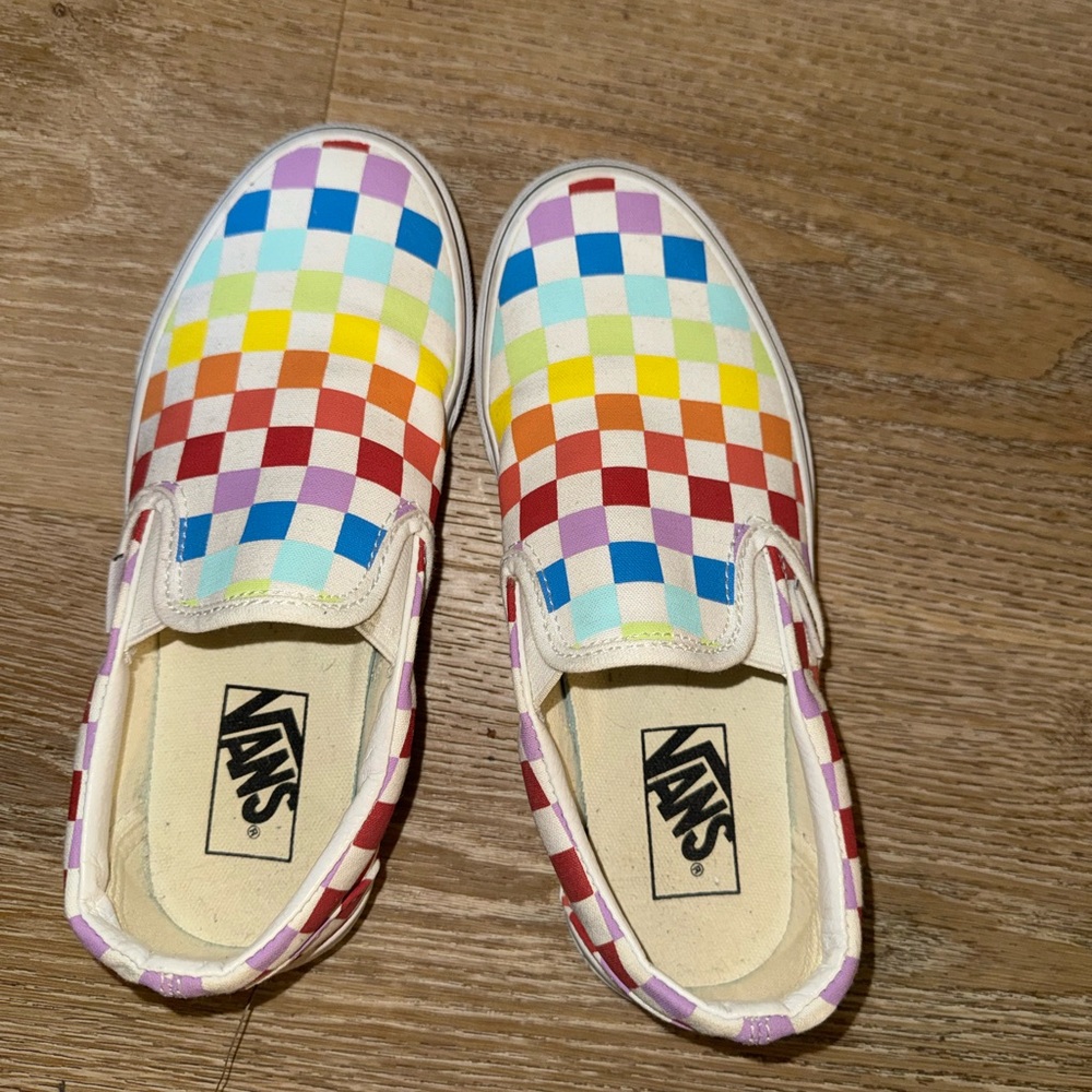 Vans Multicolor Rainbow Checkerboard Slip-On Sneakers